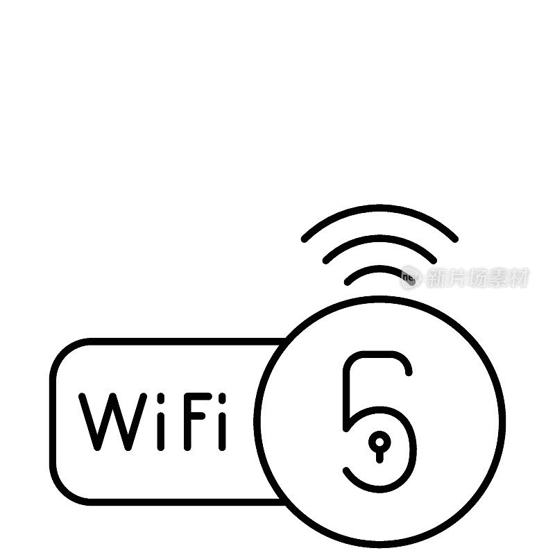 安全5g Wifi区域符号概念矢量线图标设计，城市公园和开放空间标牌白色背景